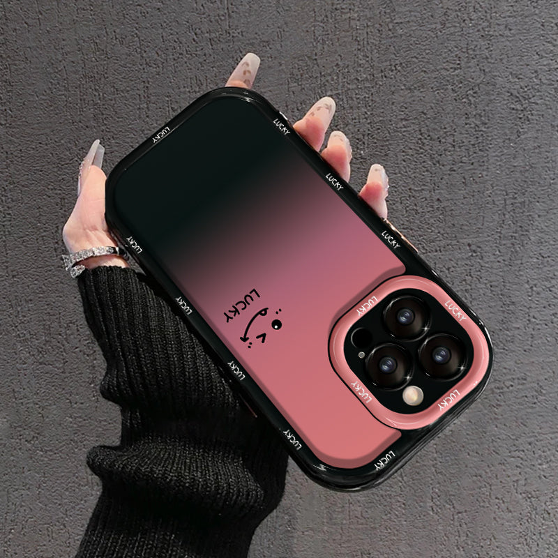 Matowe etui na iPhone'a z gradientem – KOCHAM CIĘ I SZCZĘŚCIE Smiley Designs