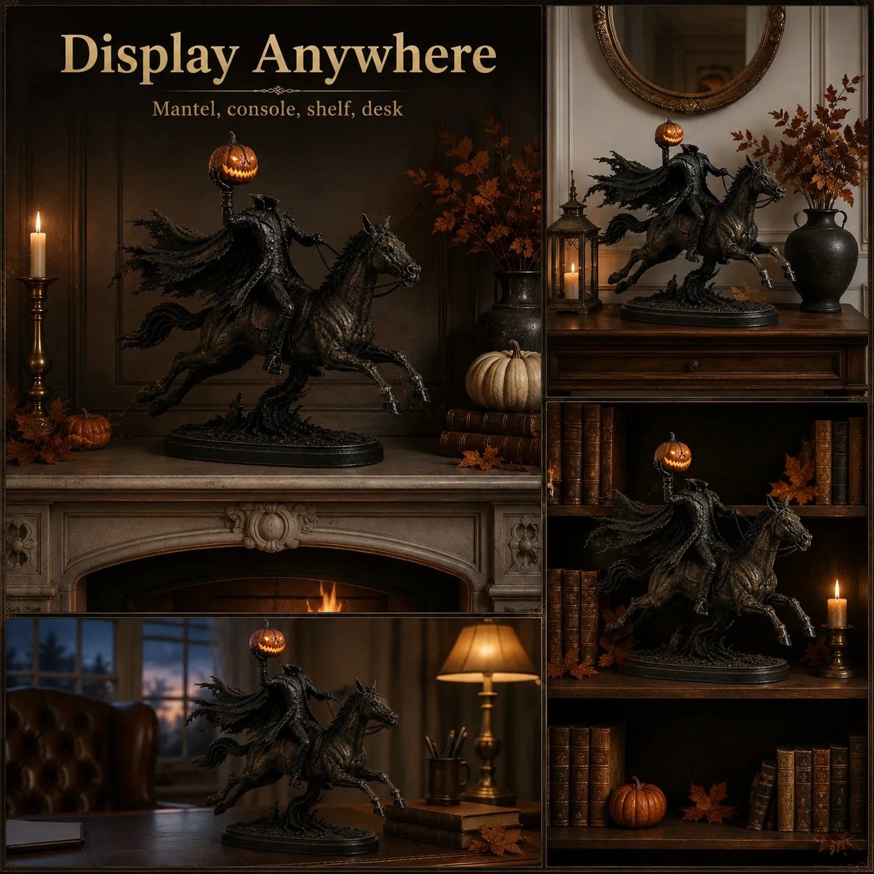 Figurka LED Jeźdźca Bez Głowy Midnight Chase – dekoracja na Halloween