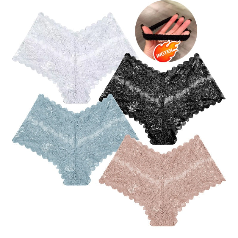 【✨ 1 + 3 gratis - 4 sztuki】Kobiece seksowne koronkowe stringi - Przezroczyste stringi w kwiatowy wzór 💋