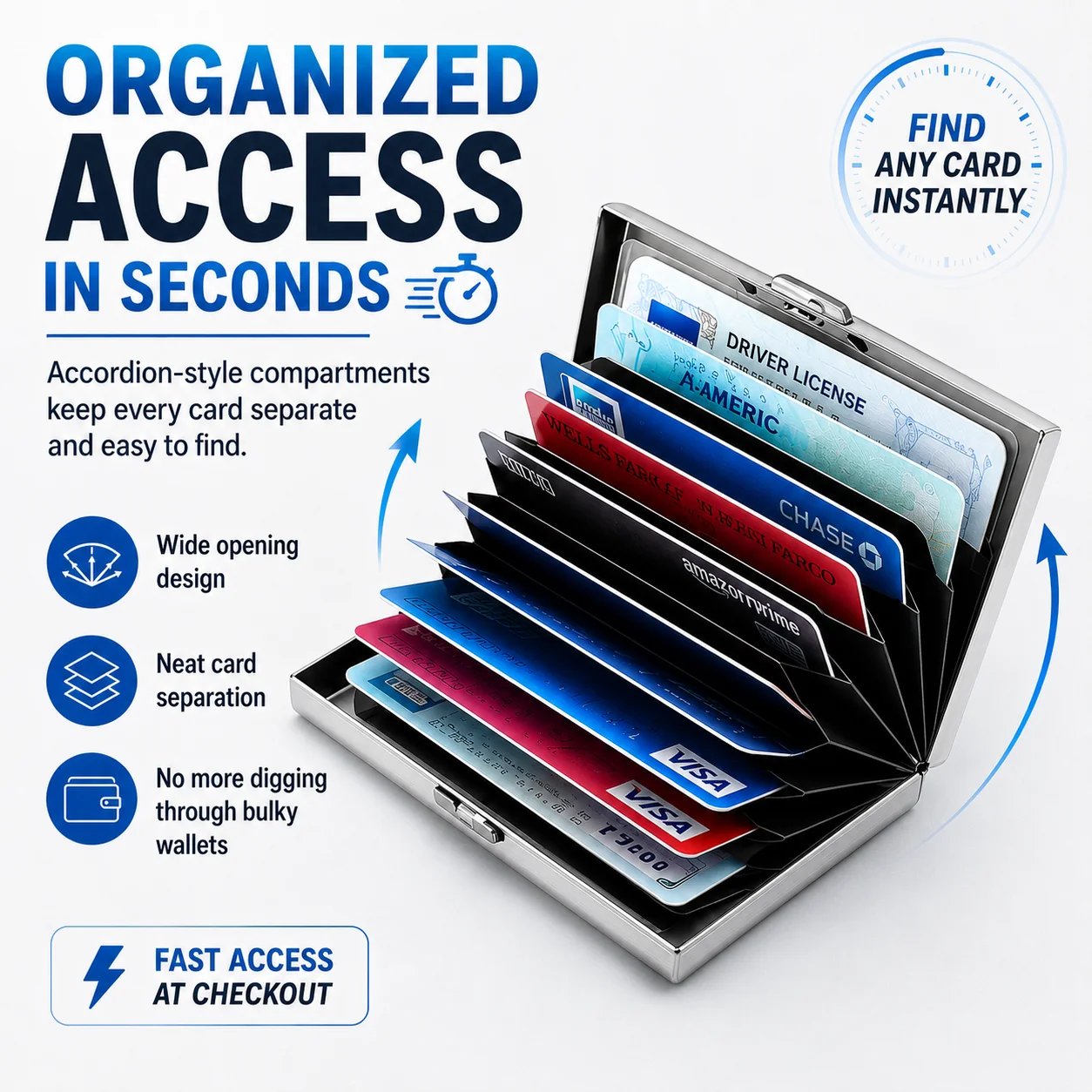 Metalowy uchwyt na kartę z blokadą RFID