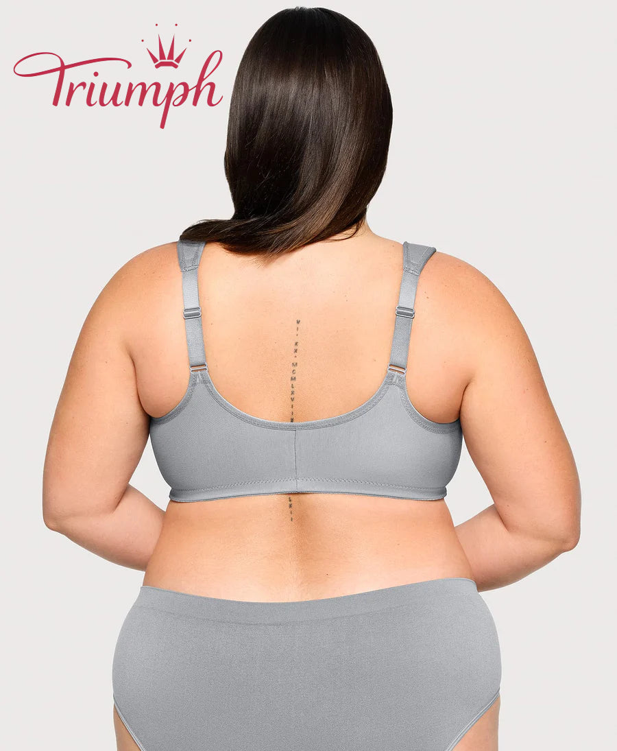 Triumph - (3 sztuki) Biustonosz bawełniany z haftowaną koronką, zapięcie z przodu