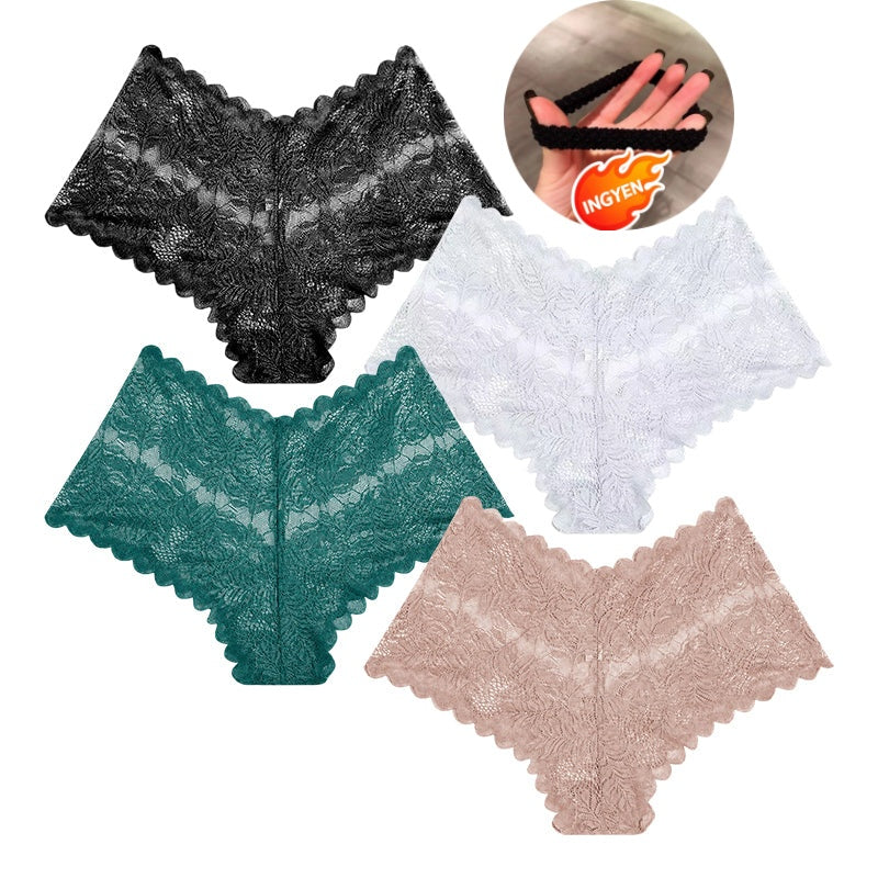 【✨ 1 + 3 gratis - 4 sztuki】Kobiece seksowne koronkowe stringi - Przezroczyste stringi w kwiatowy wzór 💋