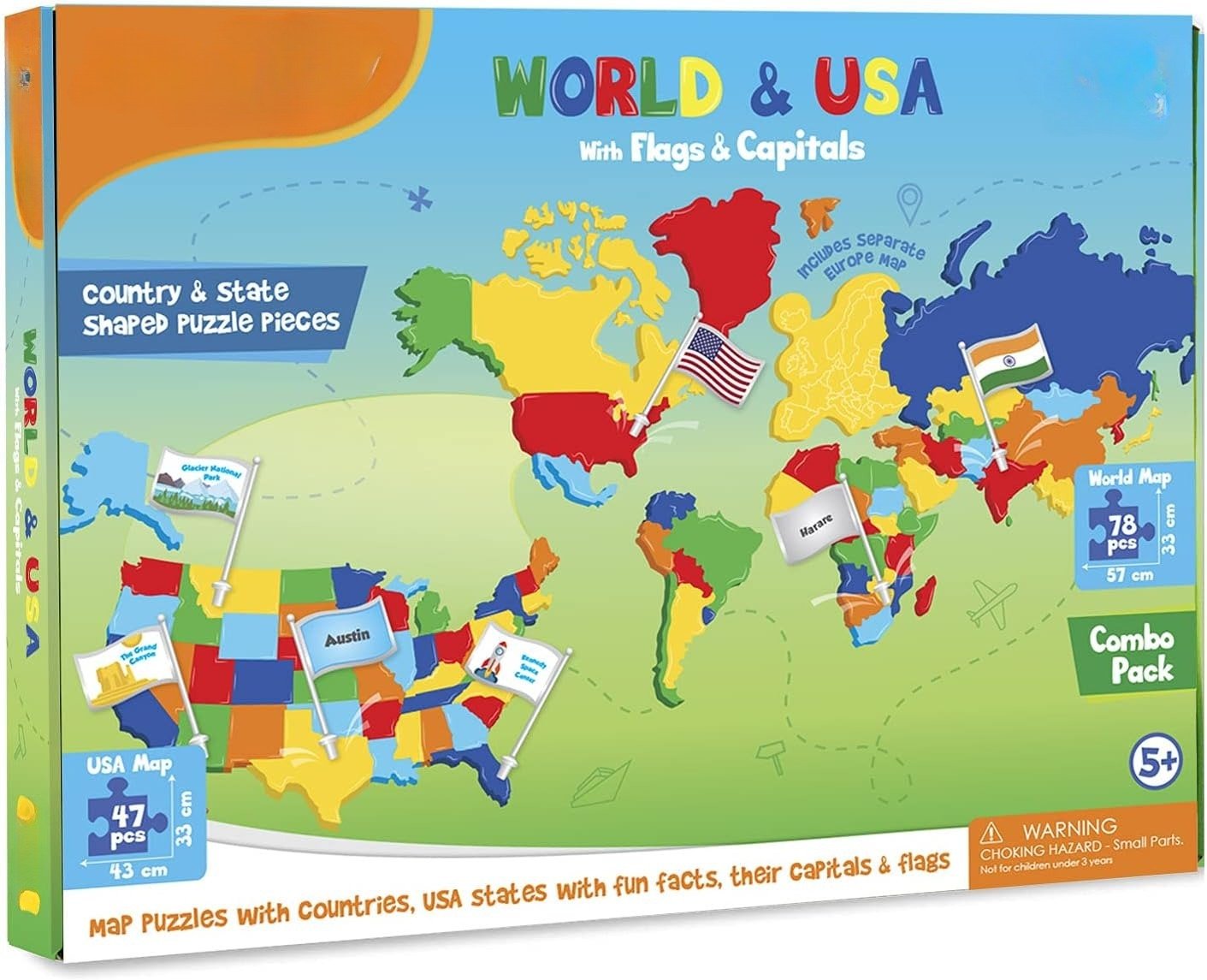 🔥🌍 Zestaw puzzli z mapą świata i USA