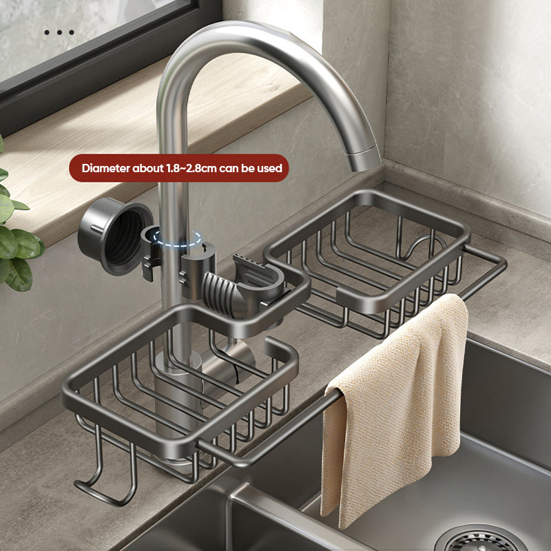 【🔥Nowość 2025】💧Antykorozyjny aluminiowy stojak ociekowy na kran – praktyczne przechowywanie przy zlewie