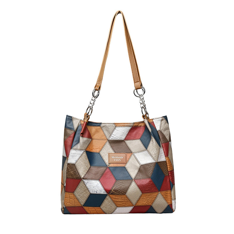 🥳 👜Modna torba typu tote z geometrycznym wzorem i dużą pojemnością