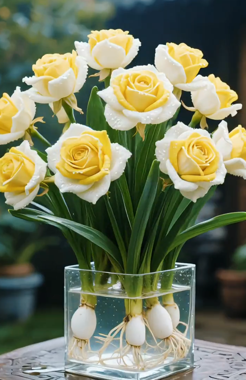 🌈Hydroponiczne, rzadkie, dwukolorowe cebulki róż: kolorowy cud natury 🌹