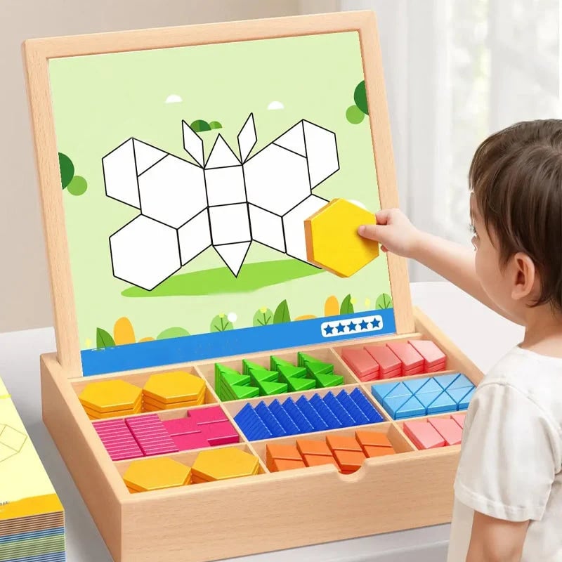 🎁Wyprzedaż świąteczna 50% TANIEJ🔥Zestaw drewnianych puzzli magnetycznych z wzorem🧩