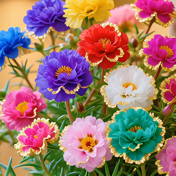 Złota koronka Portulaca🌸✨ Wspaniałe podwójne kwiaty dla bezproblemowego letniego koloru