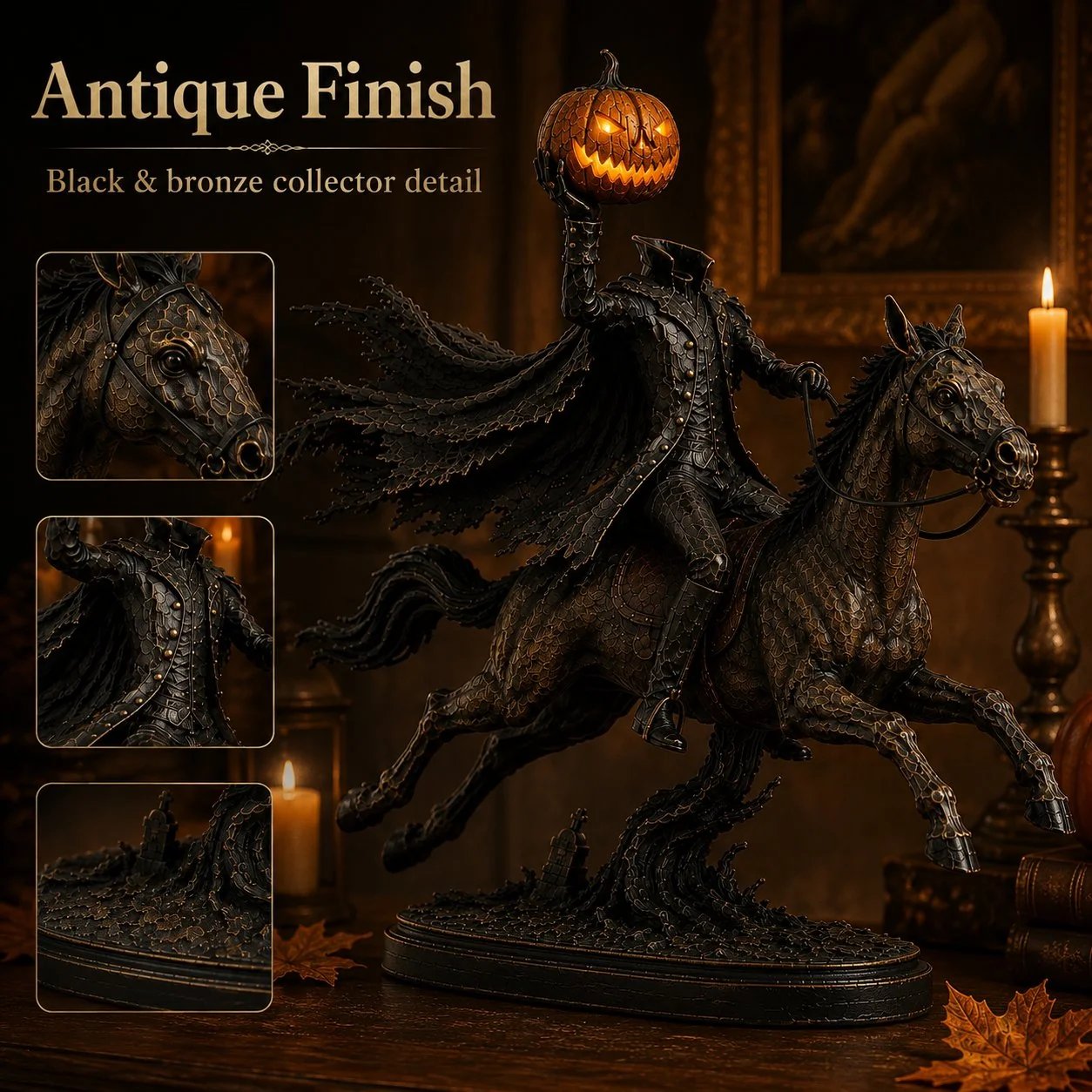 Figurka LED Jeźdźca Bez Głowy Midnight Chase – dekoracja na Halloween