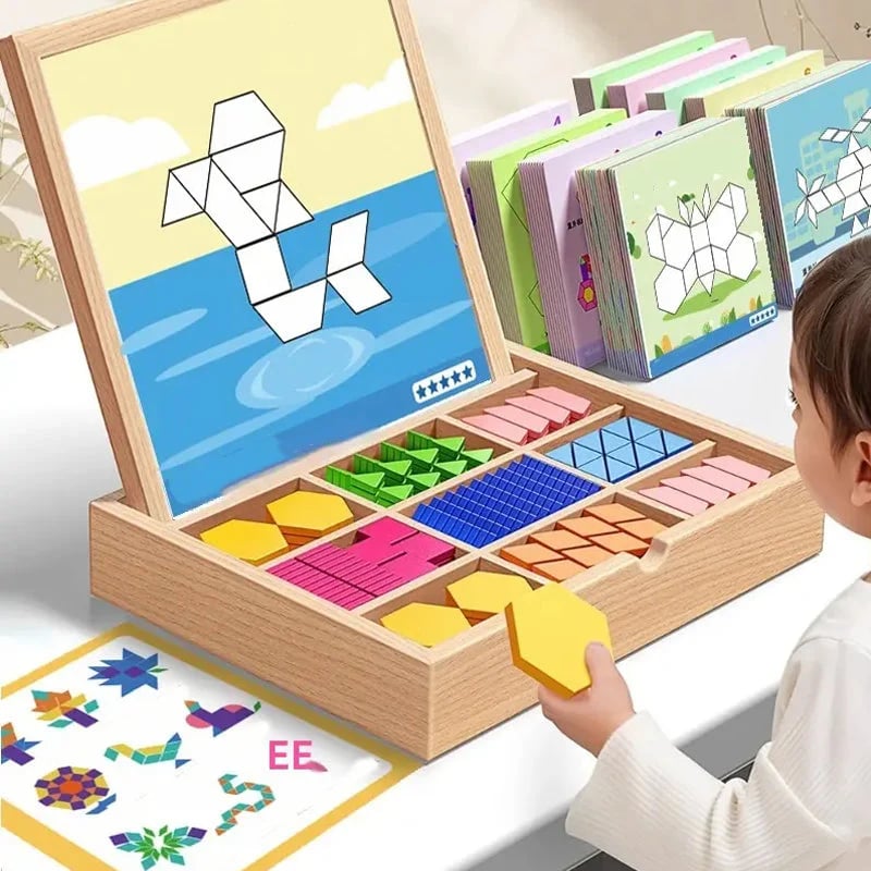 🎁Wyprzedaż świąteczna 50% TANIEJ🔥Zestaw drewnianych puzzli magnetycznych z wzorem🧩