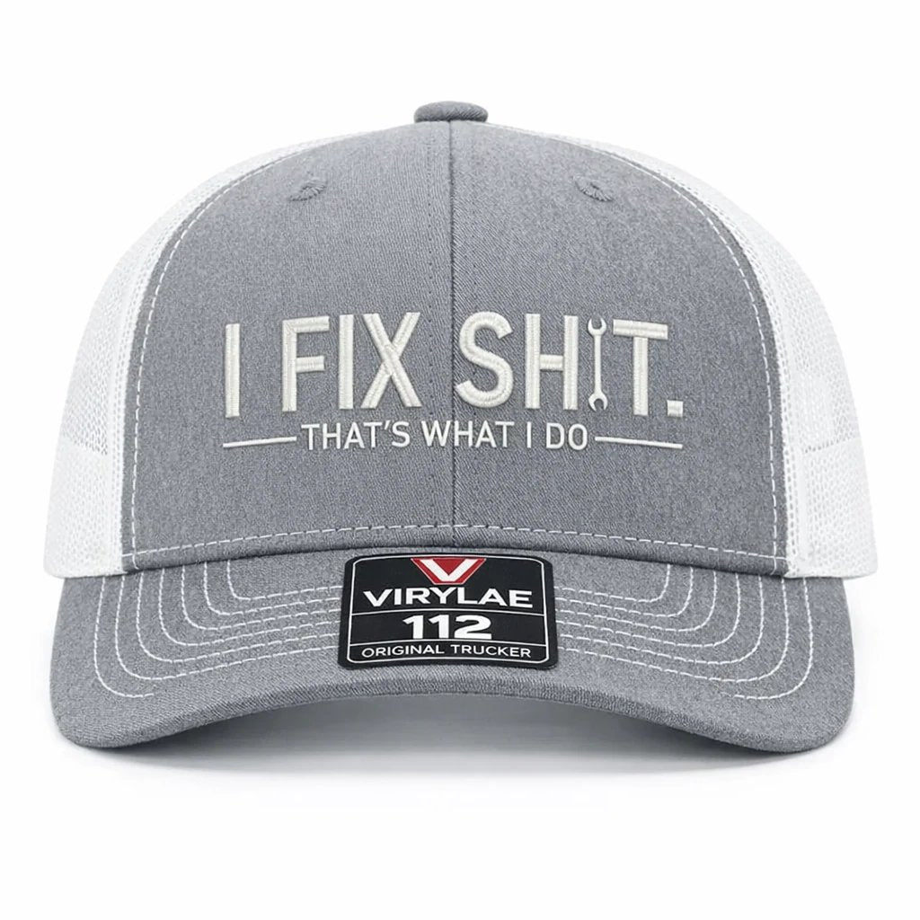 🛠️ Czapka truckerka „I Fix Shit” – zabawna czapka mechanika i naprawiacza
