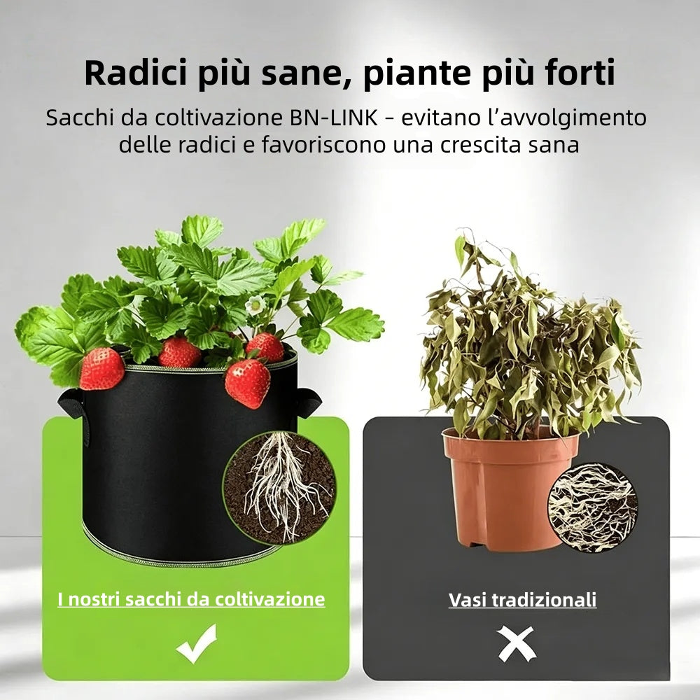 🌱 Opakowanie 5 worków uprawowych o pojemności 19 litrów (5 galonów) – wytrzymałe, oddychające doniczki z materiału z uchwytami do warzyw, kwiatów i owoców