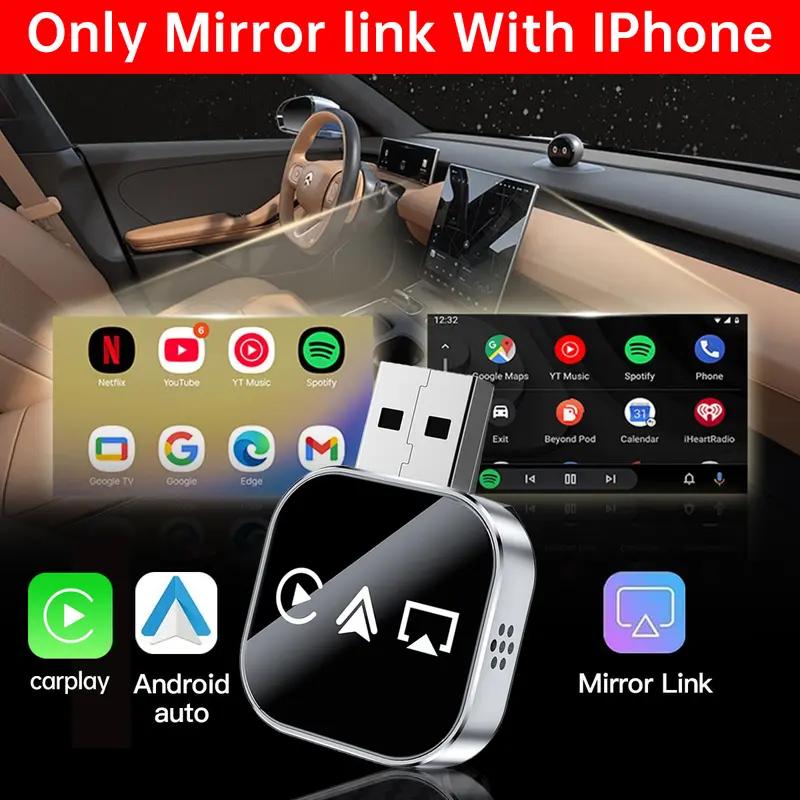 📶 Ulepszony w 2026 r. 3 w 1 ekran lustrzany telefonu iOS, przewodowy adapter CarPlay do bezprzewodowego
