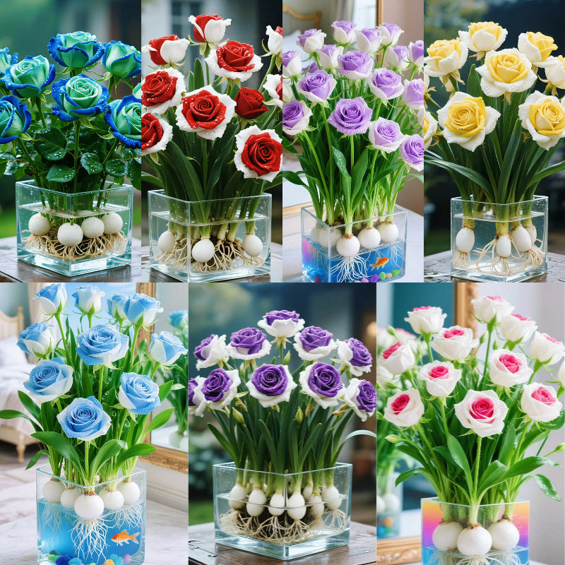 🌈Hydroponiczne, rzadkie, dwukolorowe cebulki róż: kolorowy cud natury 🌹