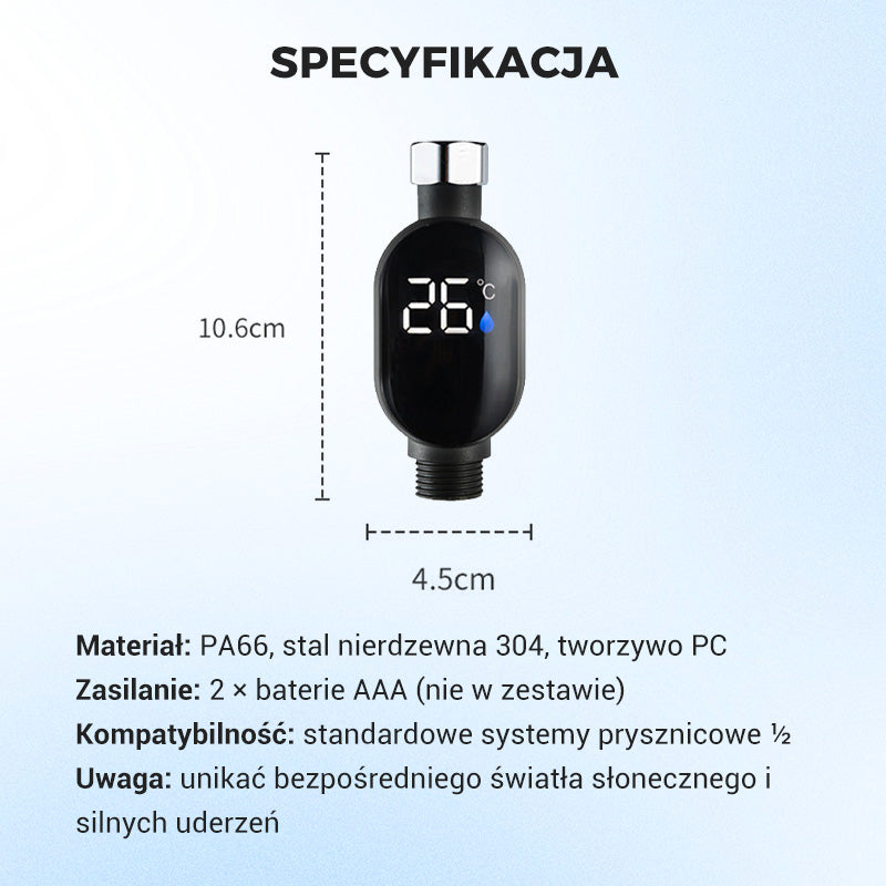 Wodoodporny wyświetlacz LED Termometr prysznicowy w stopniach Celsjusza