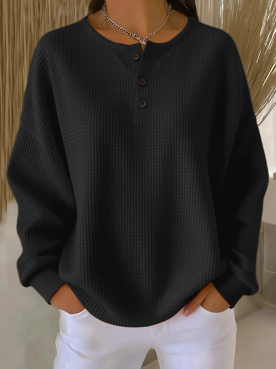 Bluza z kołnierzykiem Henry'ego w stylu casual