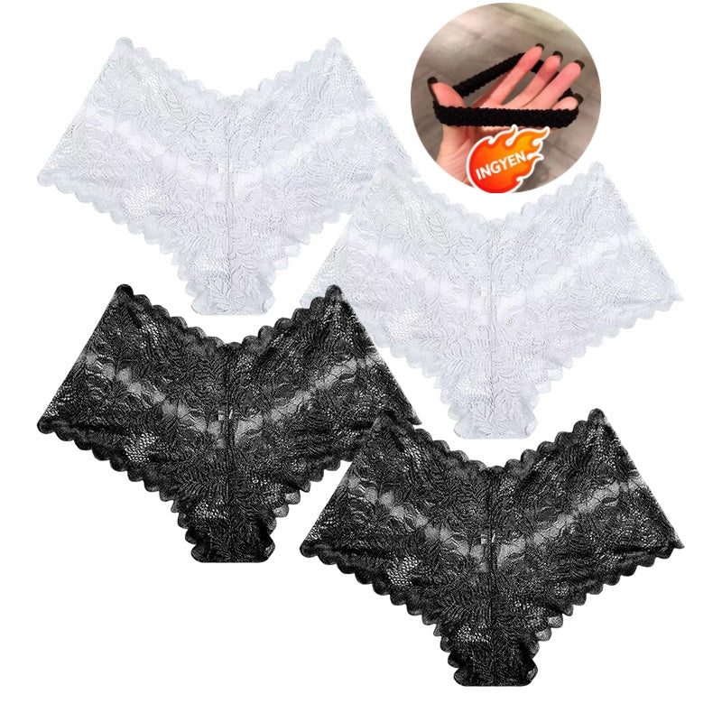 【✨ 1 + 3 gratis - 4 sztuki】Kobiece seksowne koronkowe stringi - Przezroczyste stringi w kwiatowy wzór 💋