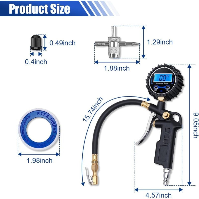 Precyzyjny cyfrowy inflator do opon