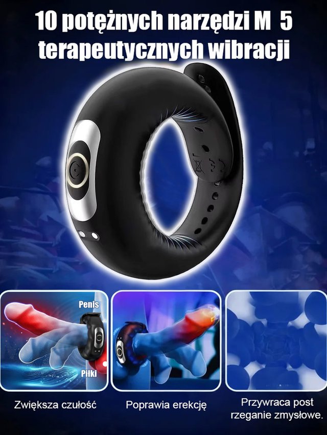 Pierścień masujący z wibracjami dla dorosłych opóźniający wytrysk.