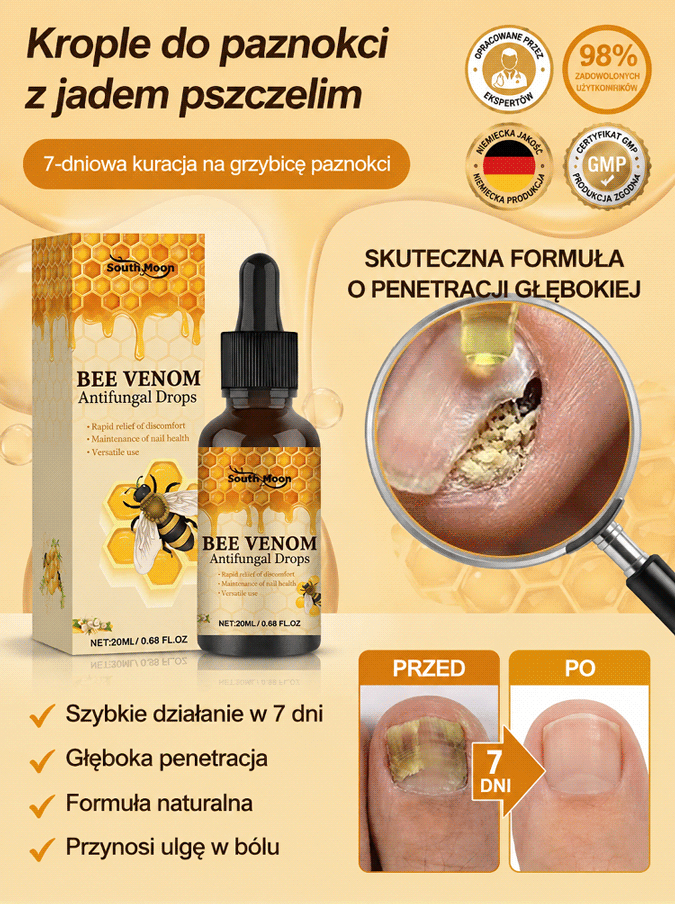 【7 dni jasne paznokcie】Krople do pielęgnacji paznokci z jadem pszczelim