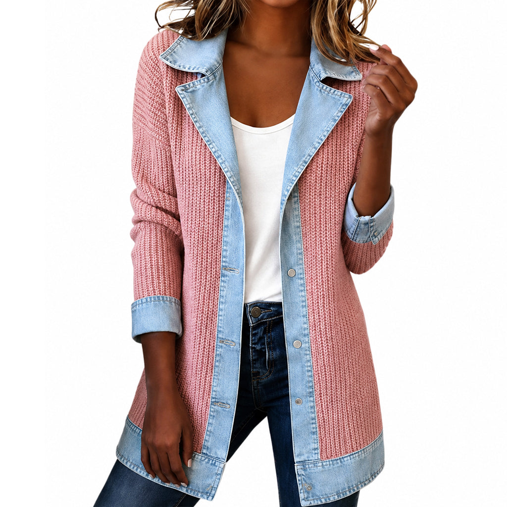 ⌛Oferta ograniczona czasowo – Elegancki damski płaszcz z prążkowanego jeansu