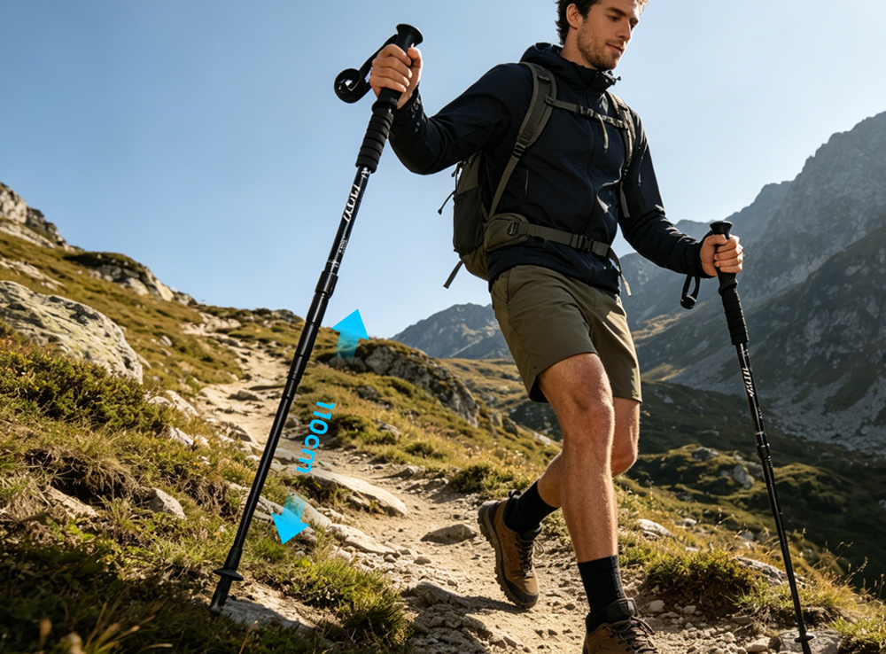 ⛰️Regulowane kije trekkingowe wykonane ze stopu aluminium - wytrzymałe, amortyzujące, lekkie 🌲