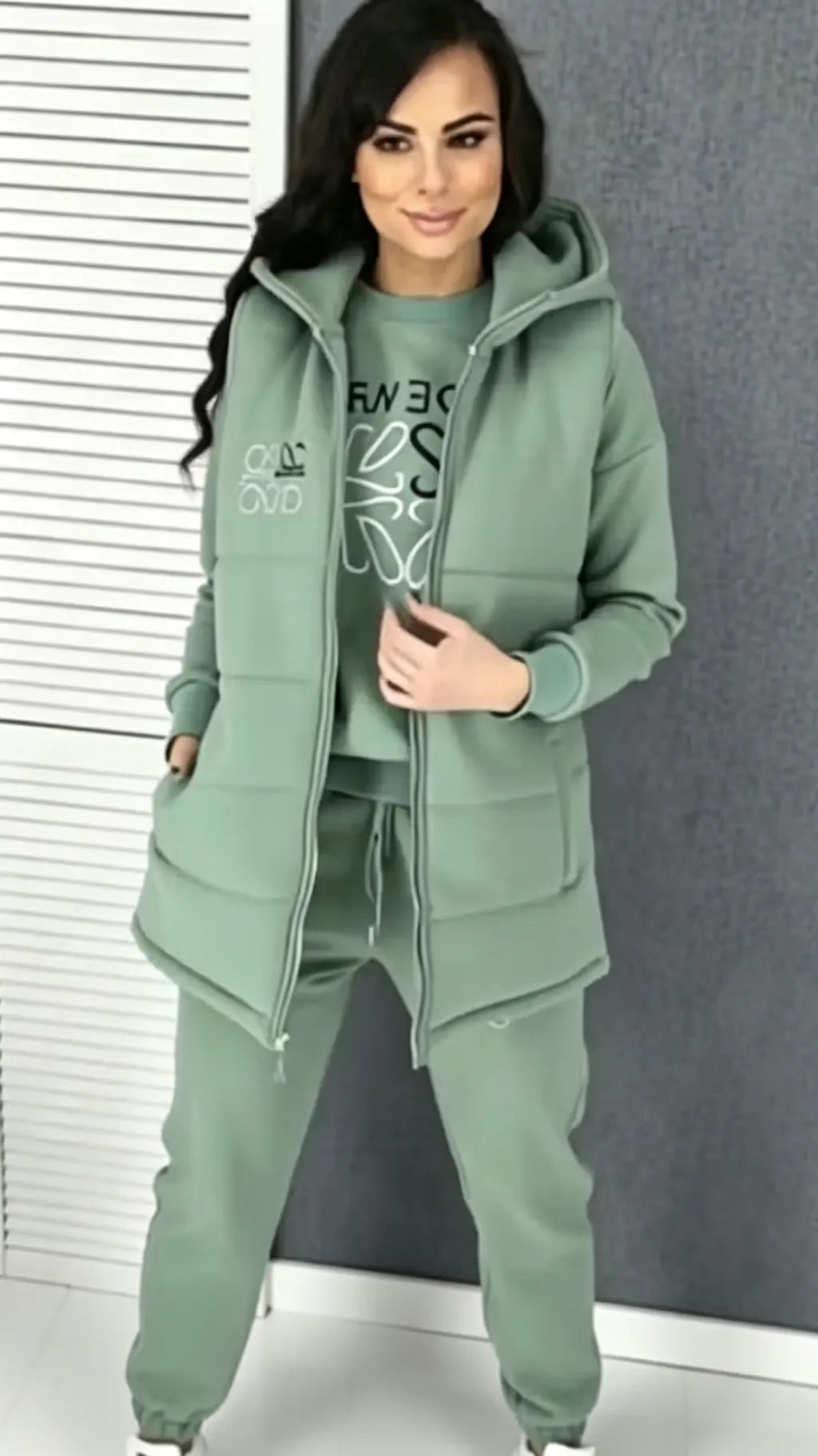 Damski 3-częściowy różowy dres casualowy