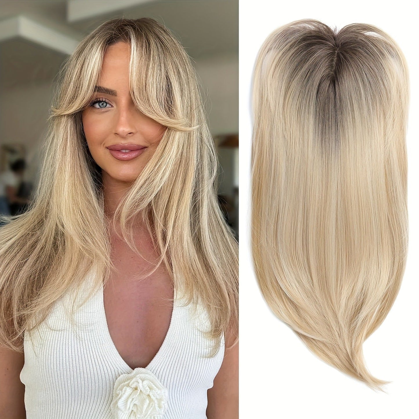 Top Layered Bangs Hairpiece dla kobiet z przerzedzonymi włosami