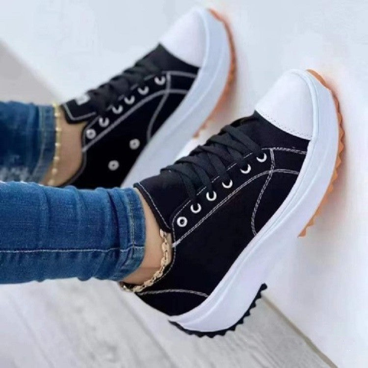 💝Limitowana wyprzedaż - 50% TANIEJ🔥🔥Damskie trampki na platformie ze sznurowadłami i obcasem