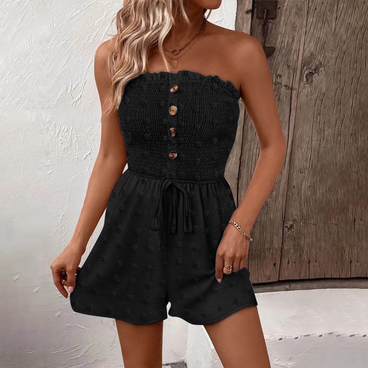 🔥👗Damski kombinezon typu tuba z szerokimi nogawkami i falbanką z przodu i wiązaniem
