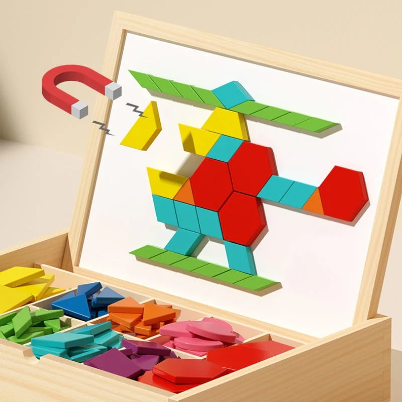 🎁Wyprzedaż świąteczna 50% TANIEJ🔥Zestaw drewnianych puzzli magnetycznych z wzorem🧩
