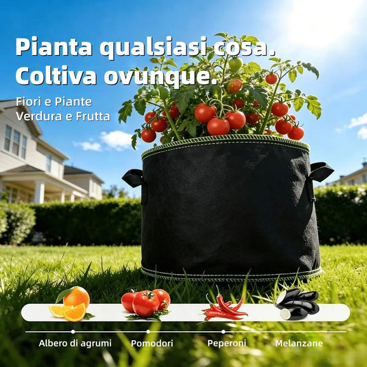 🌱 Opakowanie 5 worków uprawowych o pojemności 19 litrów (5 galonów) – wytrzymałe, oddychające doniczki z materiału z uchwytami do warzyw, kwiatów i owoców
