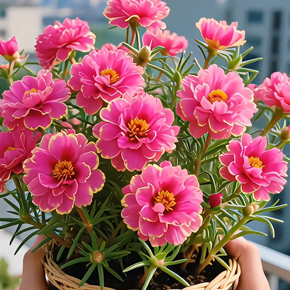 Złota koronka Portulaca🌸✨ Wspaniałe podwójne kwiaty dla bezproblemowego letniego koloru