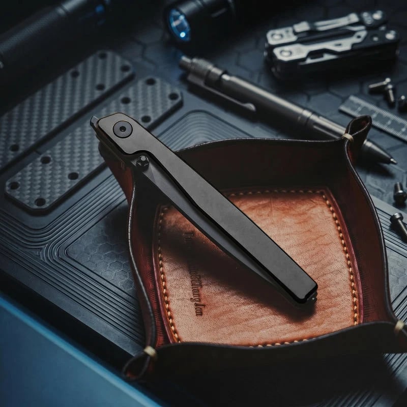 🔥Ostatni dzień wyprzedaży - 50% zniżki🎉Nóż Lanky Liner Lock Front Flipper z czarną aluminiową rękojeścią