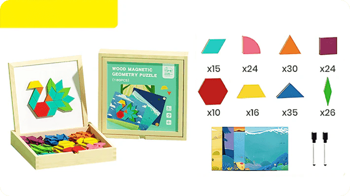 🎁Wyprzedaż świąteczna 50% TANIEJ🔥Zestaw drewnianych puzzli magnetycznych z wzorem🧩