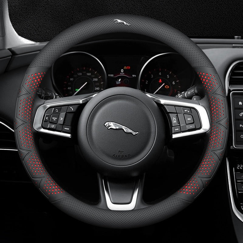 Ultracienki, oddychający pokrowiec na kierownicę z prawdziwej skóry z antypoślizgowym uchwytem