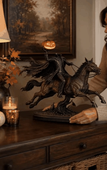 Figurka LED Jeźdźca Bez Głowy Midnight Chase – dekoracja na Halloween