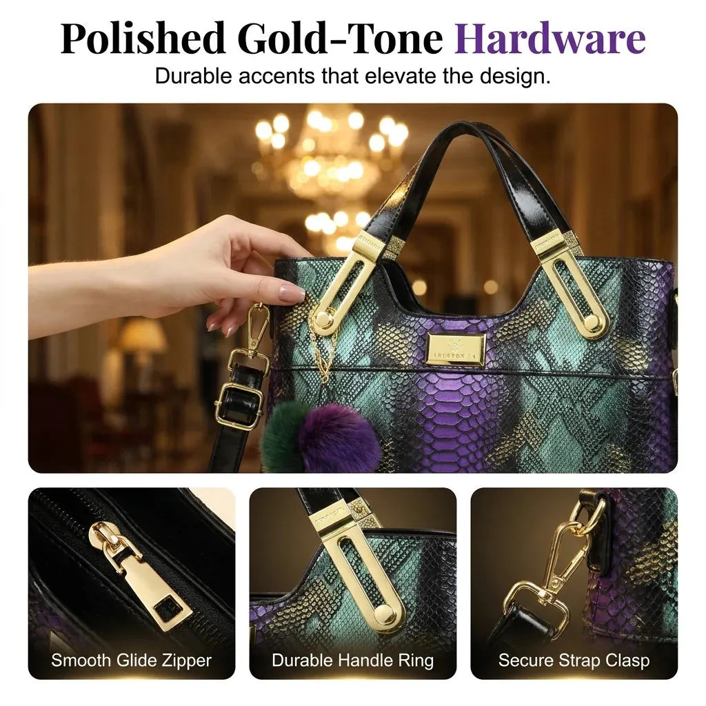 🏆OSTATNI DZIEŃ WYPRZEDAŻY - 50% TANIEJ🔥Elegancka torba typu tote z ekoskóry wężowej
