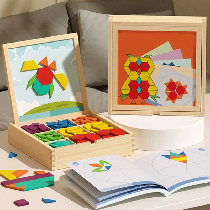 🎁Wyprzedaż świąteczna 50% TANIEJ🔥Zestaw drewnianych puzzli magnetycznych z wzorem🧩