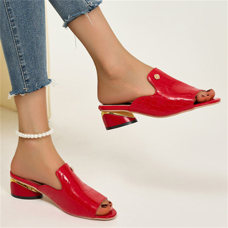 😍Ostatni dzień z 50% rabatem😍 - Modne damskie skórzane sandały ortopedyczne z odkrytymi palcami i grubym obcasem