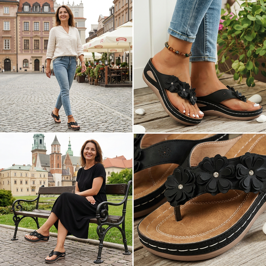🌸 Damskie sandały na wysokim obcasie z kwiatowym wzorem – Fairy Style