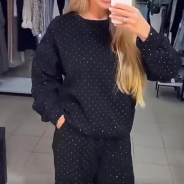 Damska sportowa bluza z okrągłym dekoltem + dwuczęściowy zestaw spodnie jogger