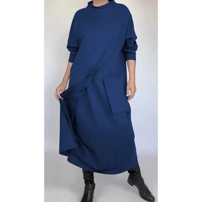 Nieregularna luźna casualowa patchworkowa sukienka maxi