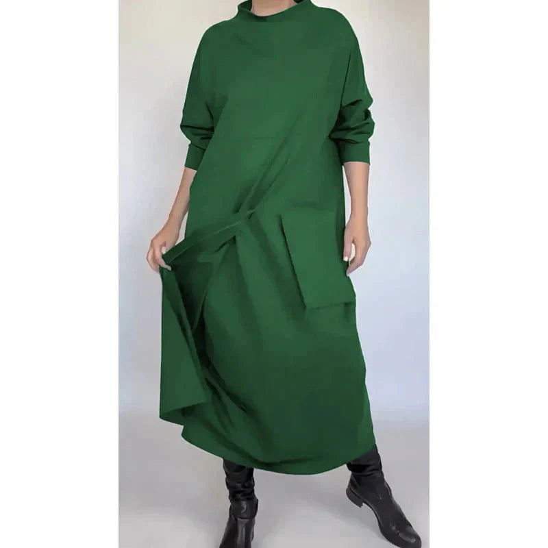 Nieregularna luźna casualowa patchworkowa sukienka maxi