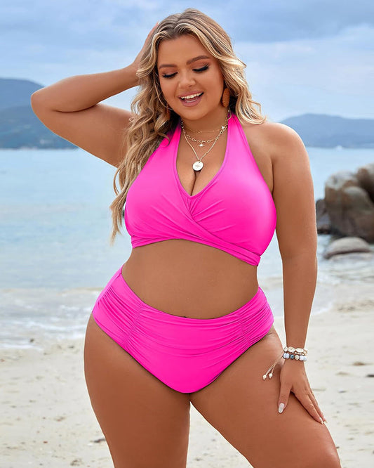 🔥👙Stroje kąpielowe modelujące brzuch, skromne bikini z wysokim stanem