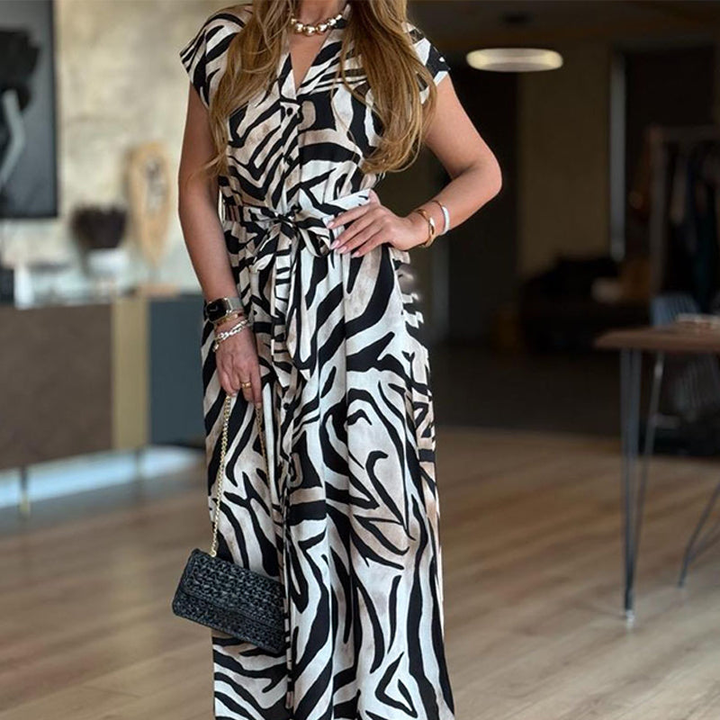 ✨ Stylowe sukienki maxi z nadrukiem zebry dla kobiet👗