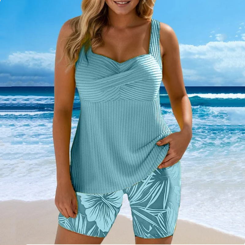 🌊🌴🌞Dwuczęściowy, wzorzysty komplet plażowy dla kobiet👙