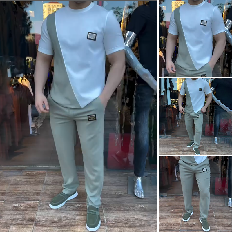 🔥 Trendy tego lata! 💁‍♀️ Męski zestaw składający się z topu i spodni na co dzień