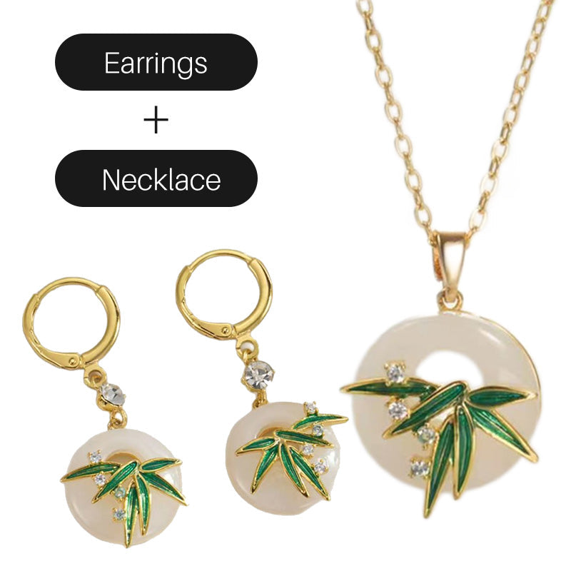 Nowoczesne kolczyki i naszyjnik z bambusa w stylu orientalnym