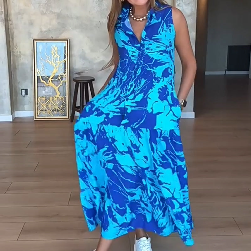 💃Modne damskie sukienki maxi z nadrukiem i bez rękawów